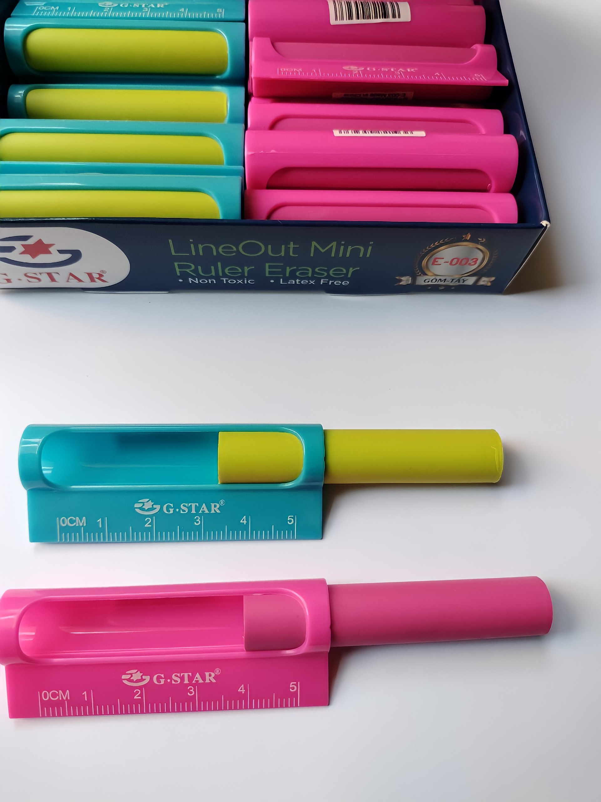 Combo 2 Gôm Tẩy Tích Hợp Thước Kẻ 5cm E - 003 Gstar