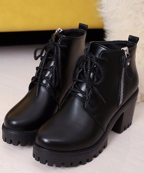 Giày boot nữ cao cấp gót vuông cá tính cao 7cm B085