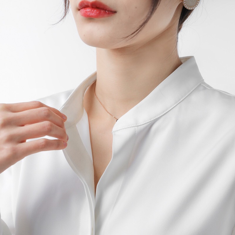 Áo sơ mi nữ tay dài form rộng phối cổ trụ ( cổ tàu)  kiểu đẹp Hàn Quốc màu trắng trơn mẫu mới mã CT01 thời trang PONIVALAZA cao cấp , Chất liệu mềm mịn thoáng mát lên form cực chuẩn