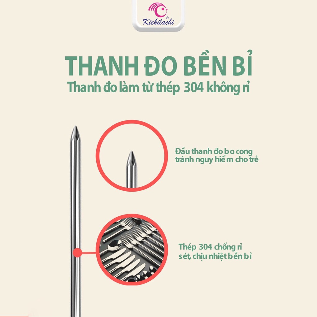 Que đo nhiệt độ sữa  và thức ăn dặm cho bé Kichilachi