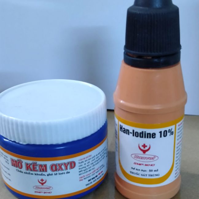 bộ sát trùng, kem thoa ghẻ lở, vết thương thú cưng iodine,kem oxyd