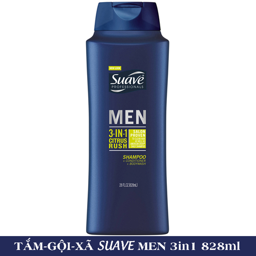 Sữa tắm, gội và xả suave men mỹ 3in1 828ml