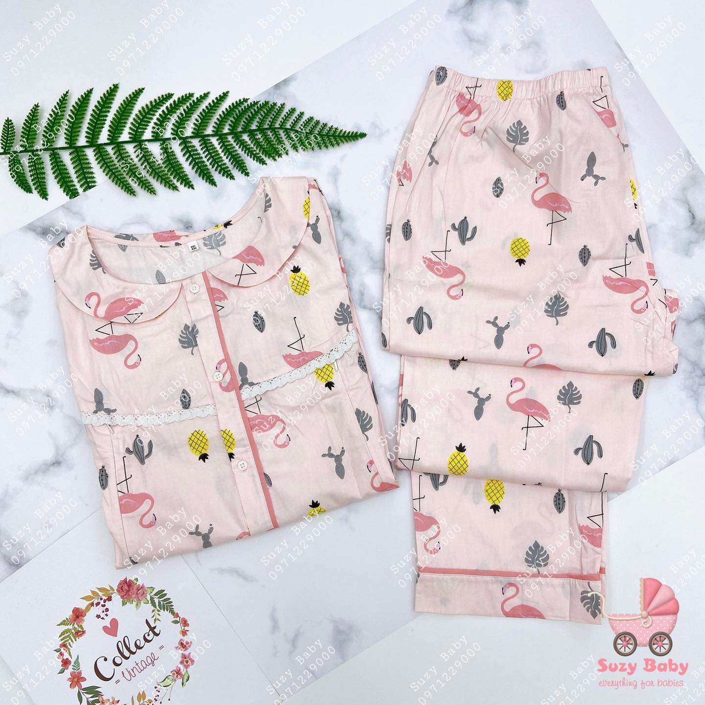 BỘ MẸ SAU SINH THỘ LỤA HÀN QUỐC CỔ SEN