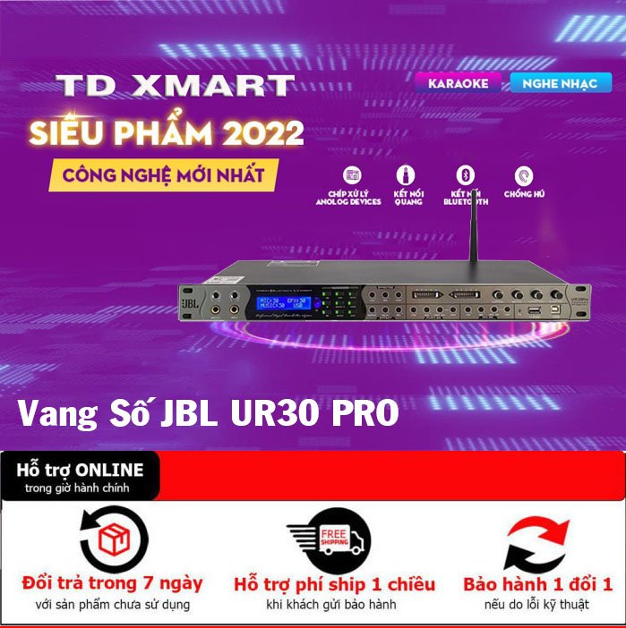 Vang Cơ Lai Số JBL UR30 PRO - Chống hú tối ưu, Effect mượt mà, cổng sub riêng biệt - Đầy đủ kết nối Bluetooth, AV, USB, Coaxial, cổng quang - Màn hình hiển thị thông số - Cho âm thanh chất lượng tốt.