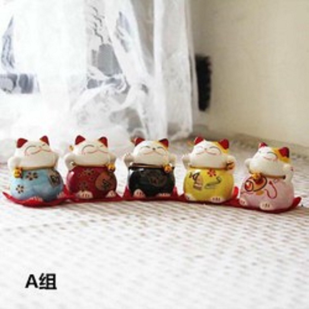 BỘ 5 TƯỢNG MÈO THẦN TÀI MAY MẮN