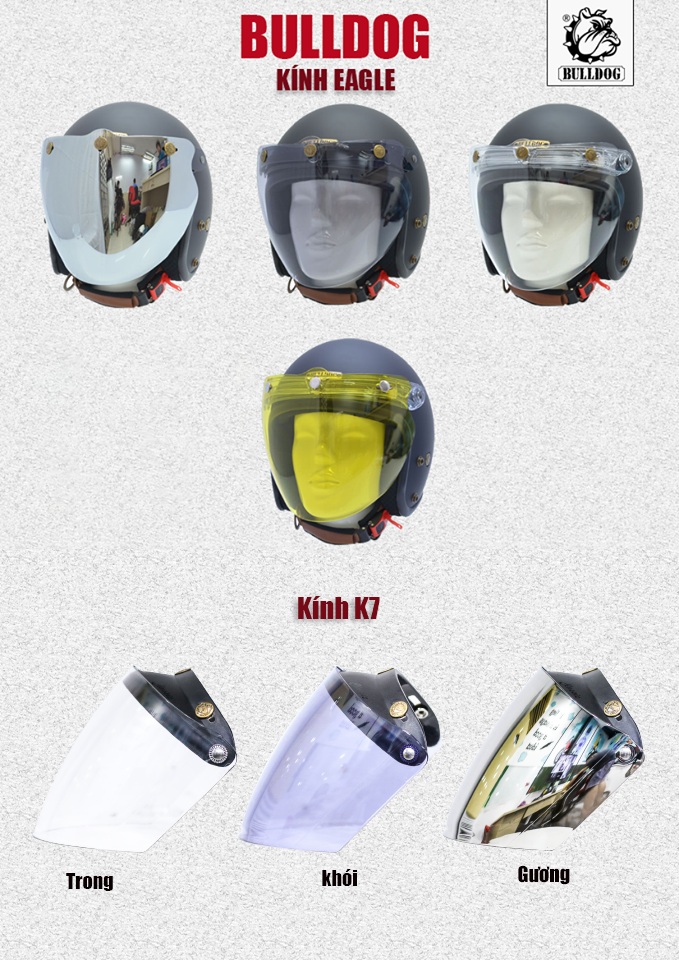 Kính Chắn Gió Mũ Bảo Hiểm BULLDOG K7 (KHÔNG BAO GỒM MŨ) - Bikersaigon