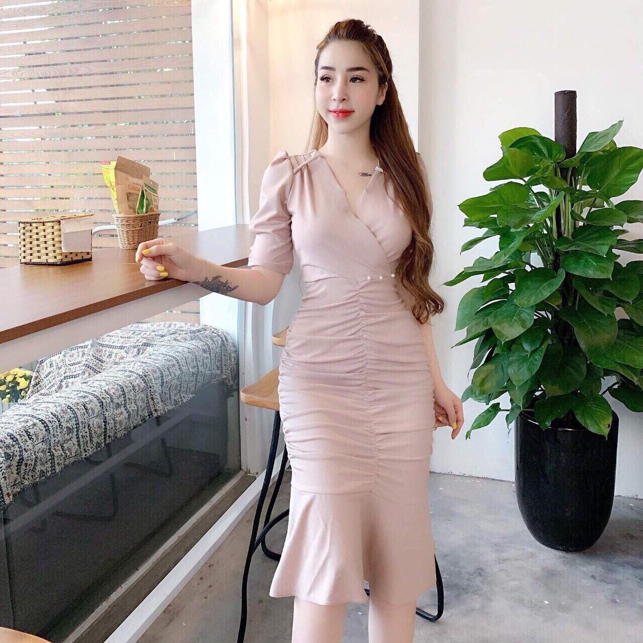 [HCM]Đầm đuôi cá cổ V - HT