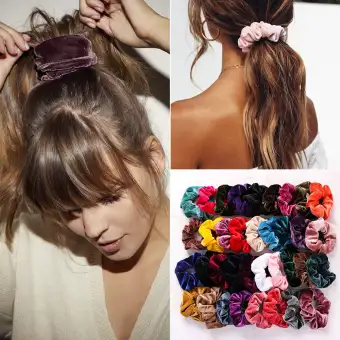 1 Women Girls Hair Accessories Vintage Ponytail Holder Elastic