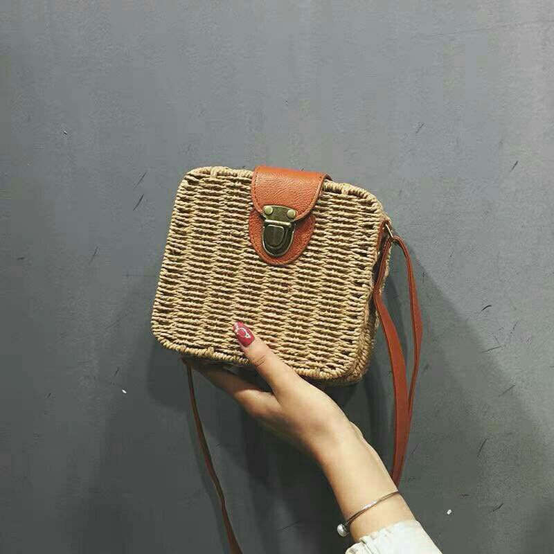 Túi cói hộp vuông
