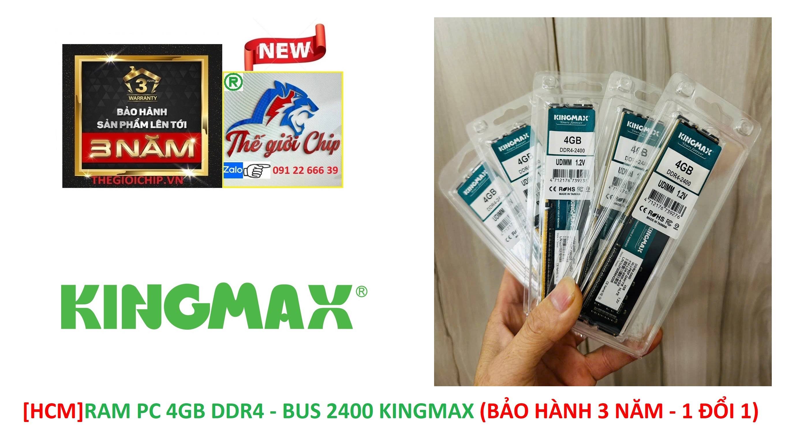 [HCM]RAM PC 4GB DDR4 - BUS 2400 KINGMAX (BẢO HÀNH 3 NĂM - 1 ĐỔI 1)