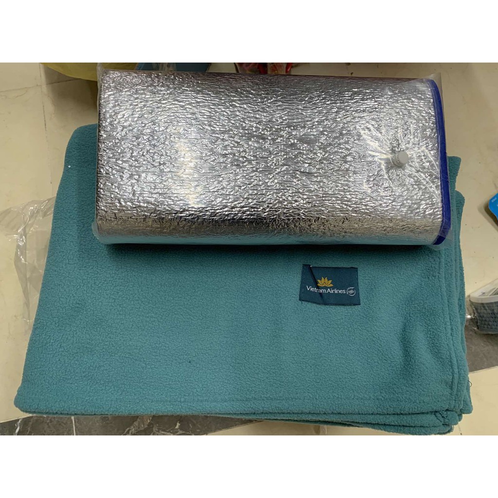 combo chăn + chiếu đơn ngủ văn phòng