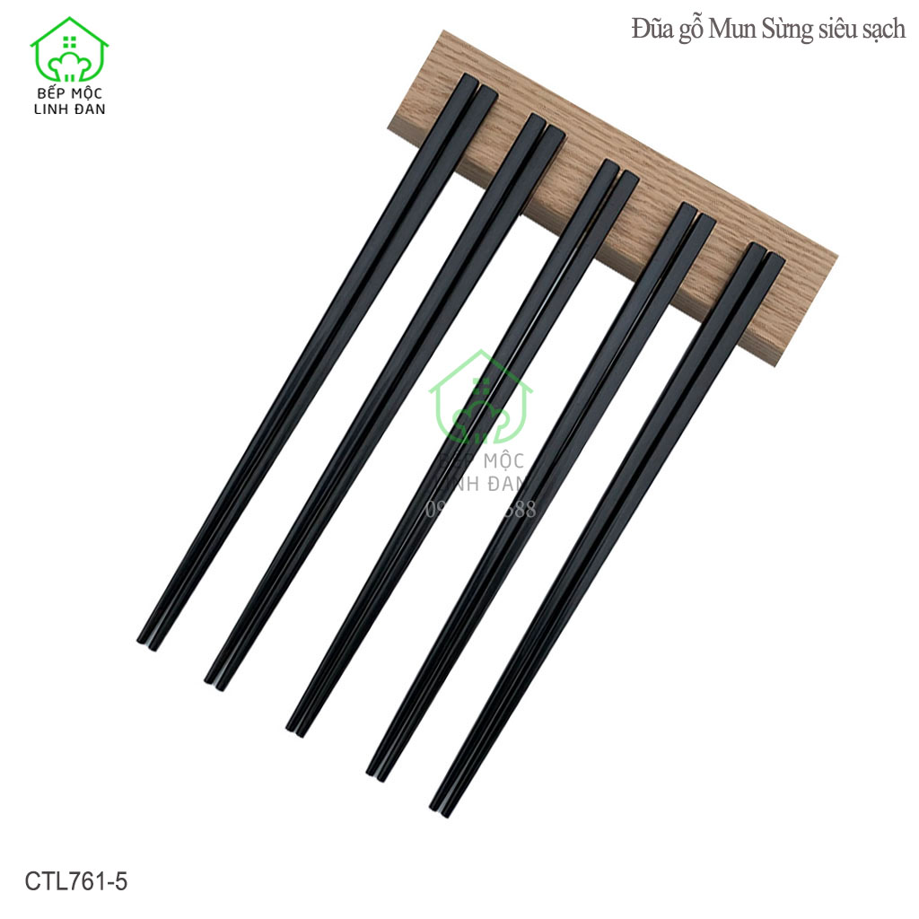 Đũa nhật gỗ mun sừng tự nhiên cao cấp siêu sạch đầu gắp nhỏ