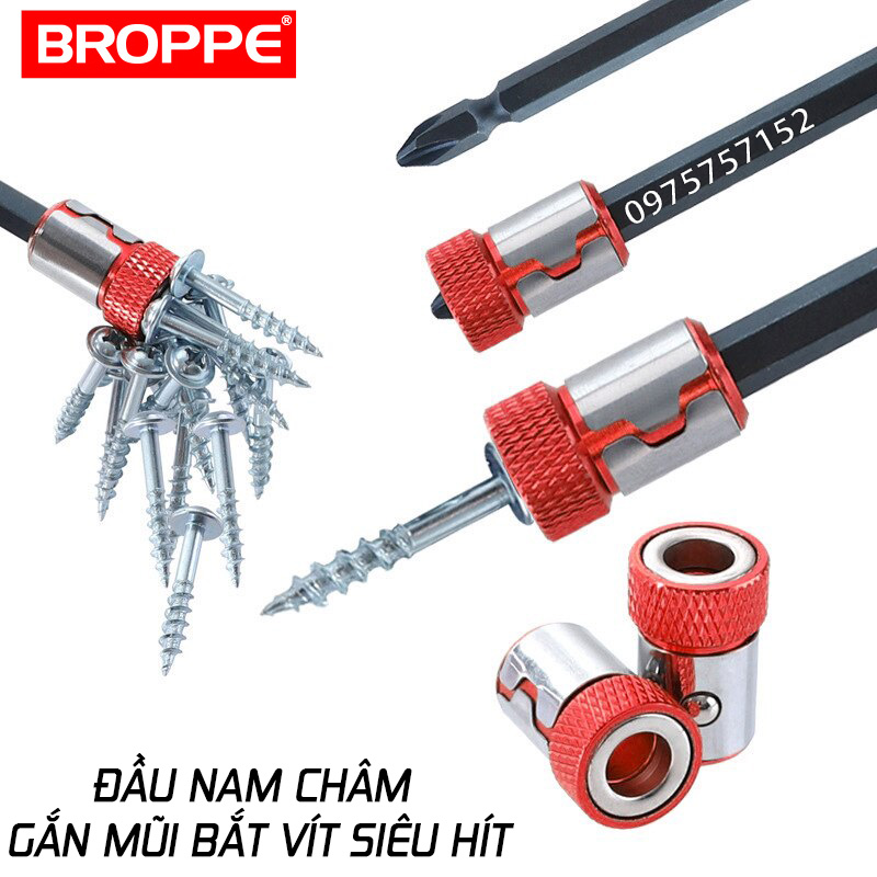 Đầu nam châm trợ lực gắn mũi vít siêu hít BROPPE, vòng nam châm gắn mũi bắt vít tăng từ tính Tiêu chuẩn xuất khẩu châu Âu Nam châm hút dính vít gắn đầu mũi vít trợ lực công nghiệp, nam châm tăng lực hút dính vít gắn đầu mũi vít