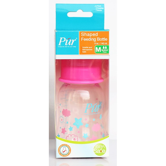 Bình sữa cổ thường thân thon có eo Pur 140ml