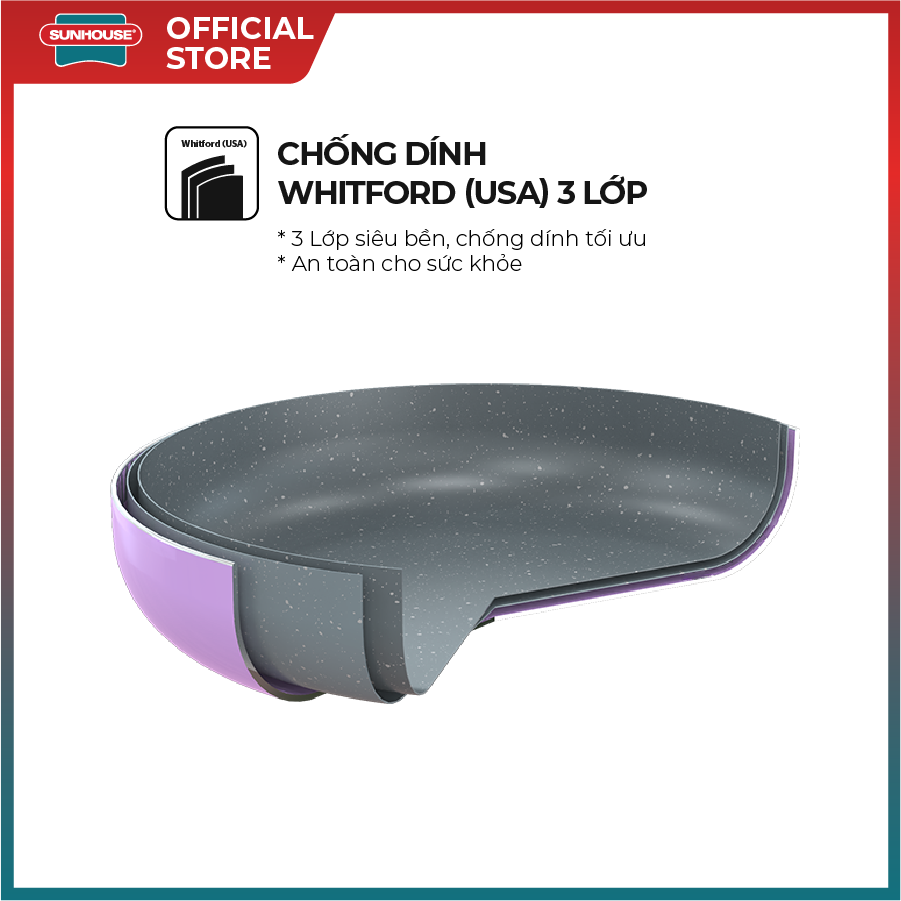 Bộ nồi chảo kèm xửng hấp đáy từ VIOLET SUNHOUSE VI115 - Màu tím trendy - Sử dụng trên mọi loại bếp - Hình ảnh 3