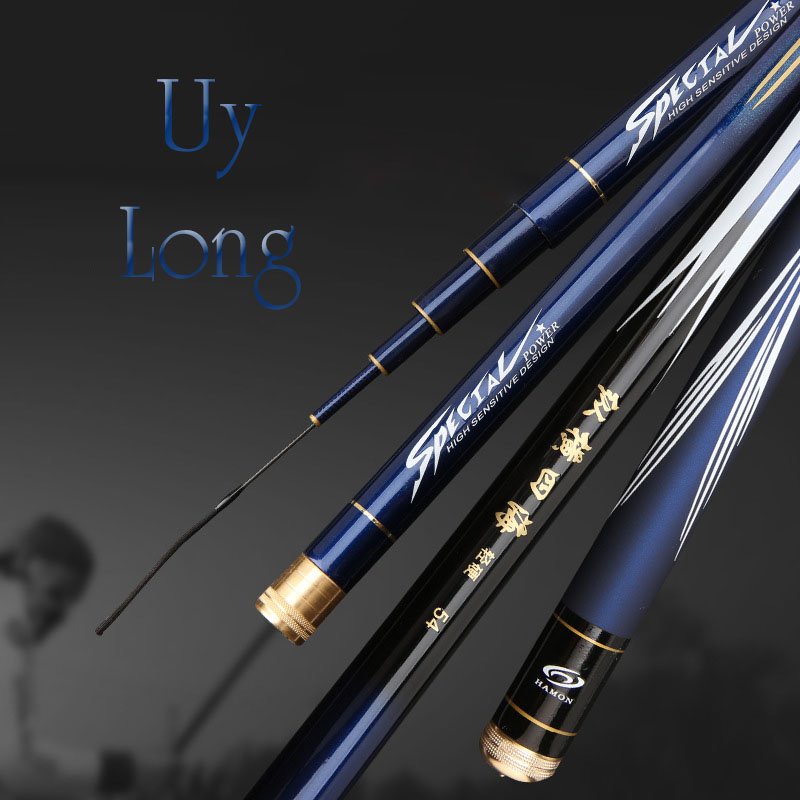 Cần Câu Tay 5H Uy Long Chất Liệu Carbon - Màu Xanh Lam Ngọc