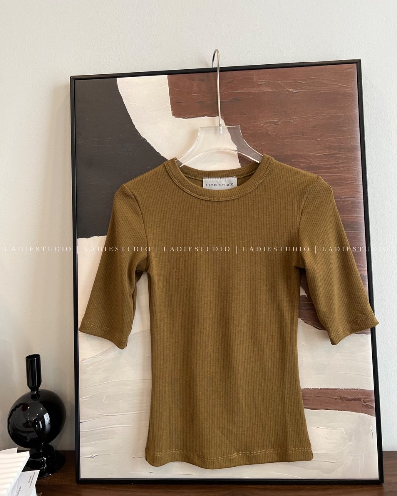 Áo thun trơn tay lửng chất dày dặn, AO47, Ladie Studio