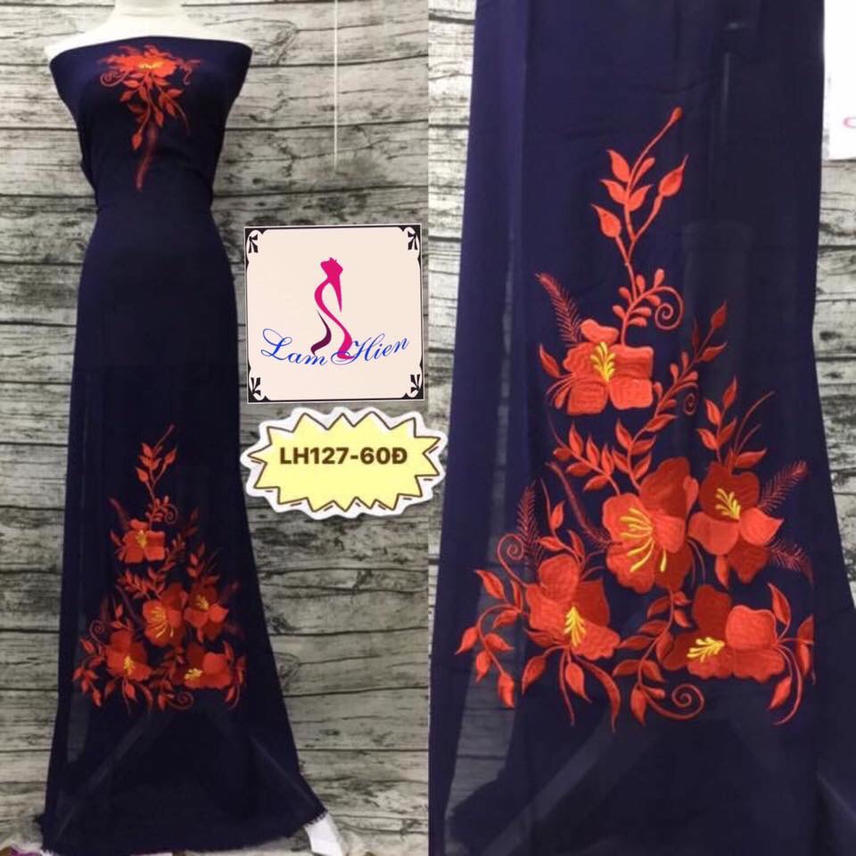 Vải áo dài thêu lh127
