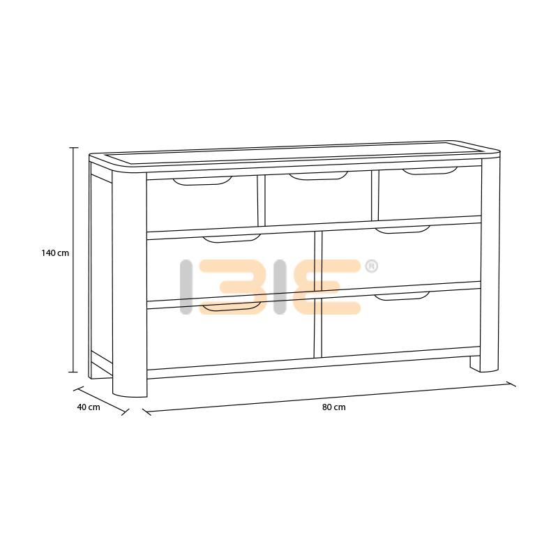 Tủ ngăn kéo Romsey 3+4 gỗ sồi