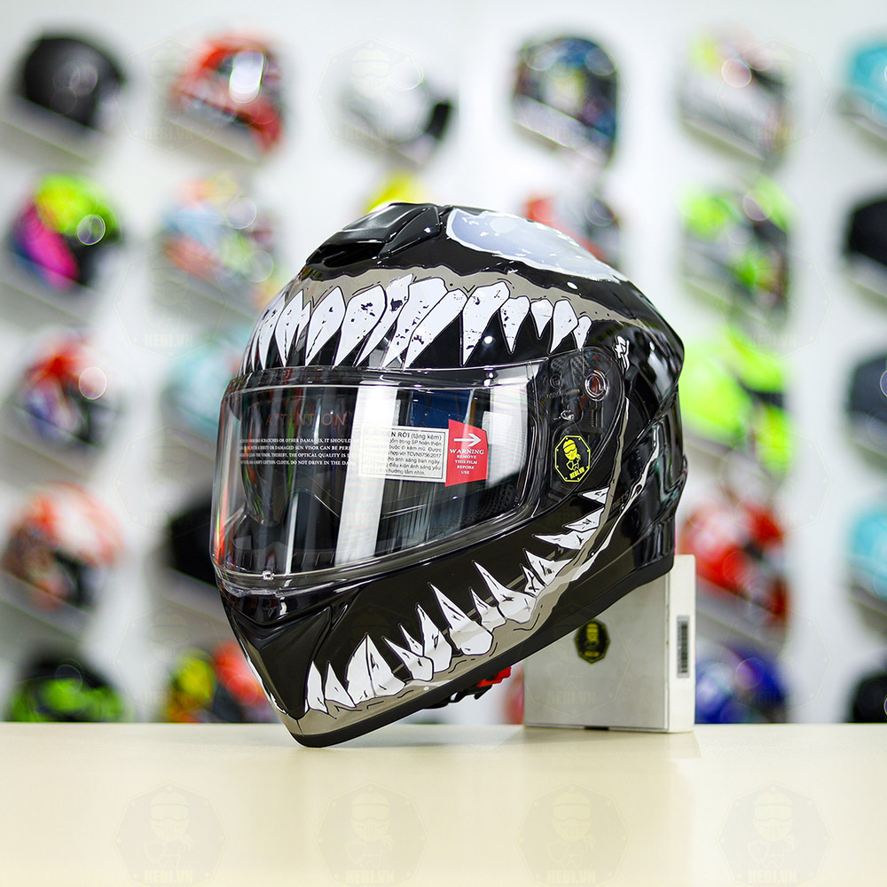 Mũ Fullface YOHE 981 Dán Tem Venom Xám
