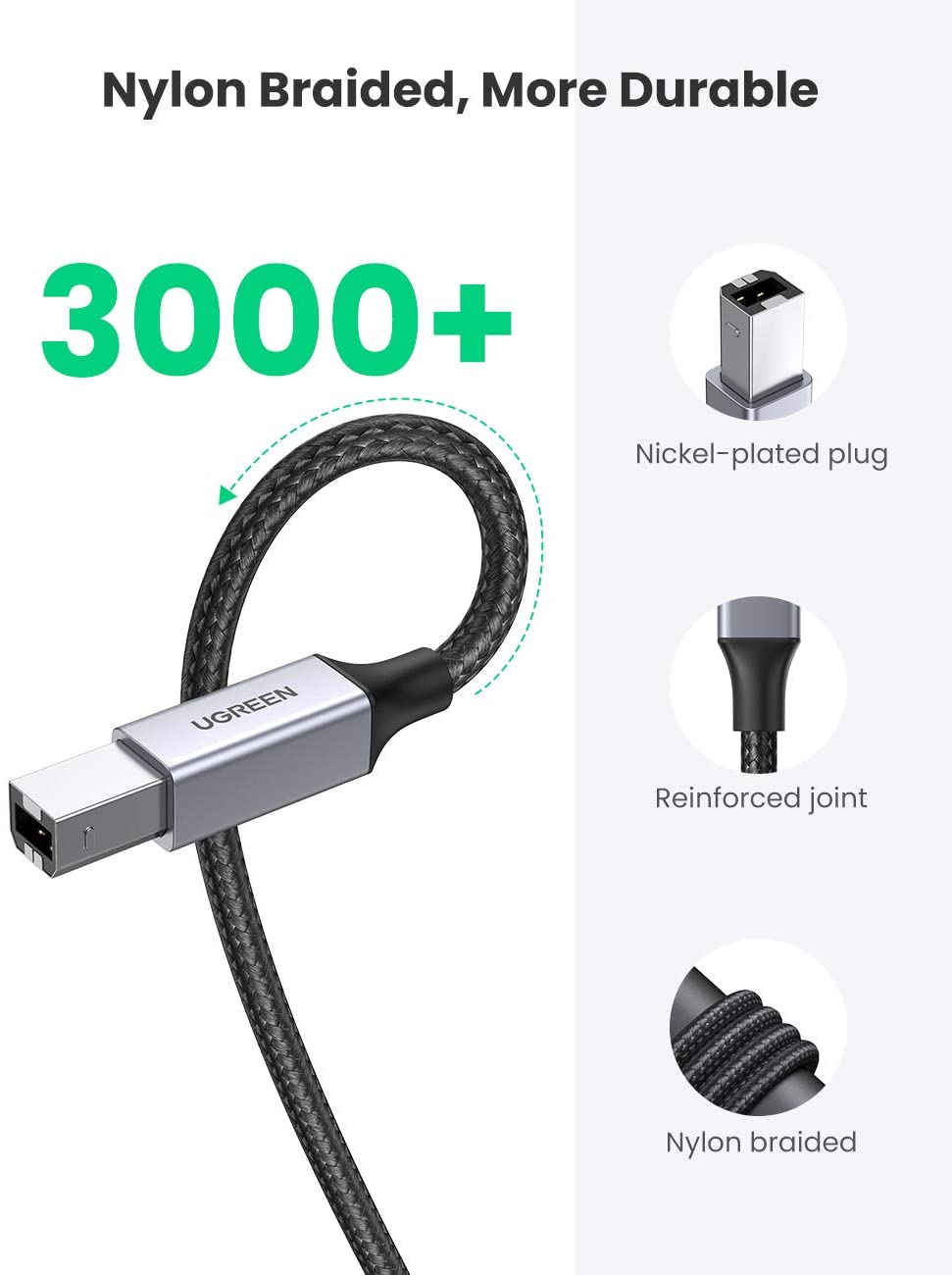 Cáp máy in USB A sang USB B UGREEN US369 - Tốc độ truyền tải 480Mbps - Sử dụng rộng rãi cho máy Fax máy in… - Hàng phân phối chính hãng - Bảo hành 18 tháng 1 đổi 1