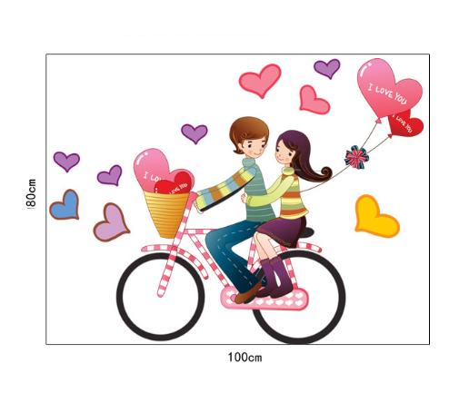Decal trang trí tường - Đôi Tình Nhân CHẠY XE