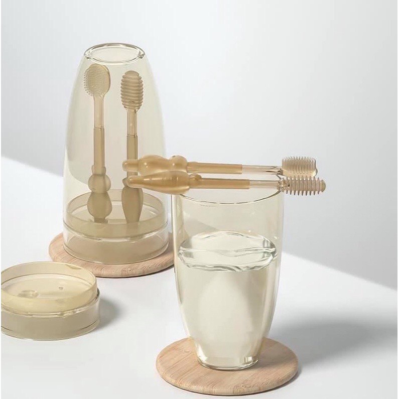 Set rơ lưỡi và bàn chải đánh răng silicon cho bé từ 0 - 18 tháng