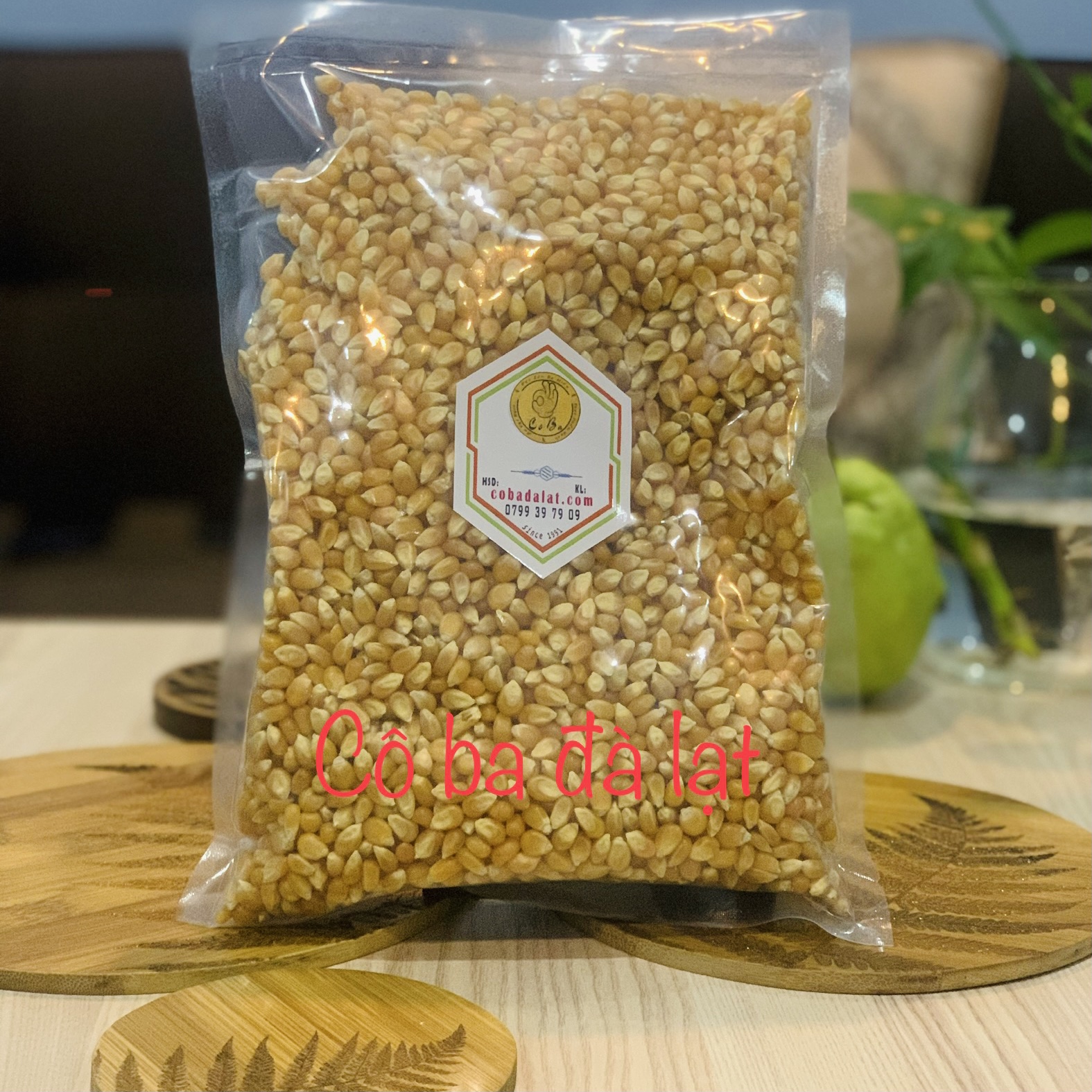 Bắp Rang Bơ Sạch Nổ 100% Cô Ba Đà Lạt 1000 gram Organic