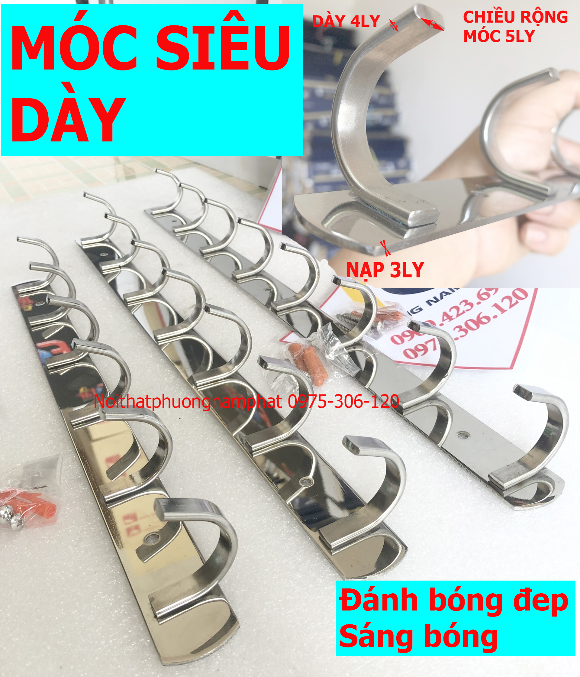 [HCM][DÀY ĐÁNH BÓNG ĐẸP GIÁ SỈ] Móc Treo Quần Áo Gắn Tường Bằng INOX Trong Nhà Tắm MA4 MÓC ÁO DẸT