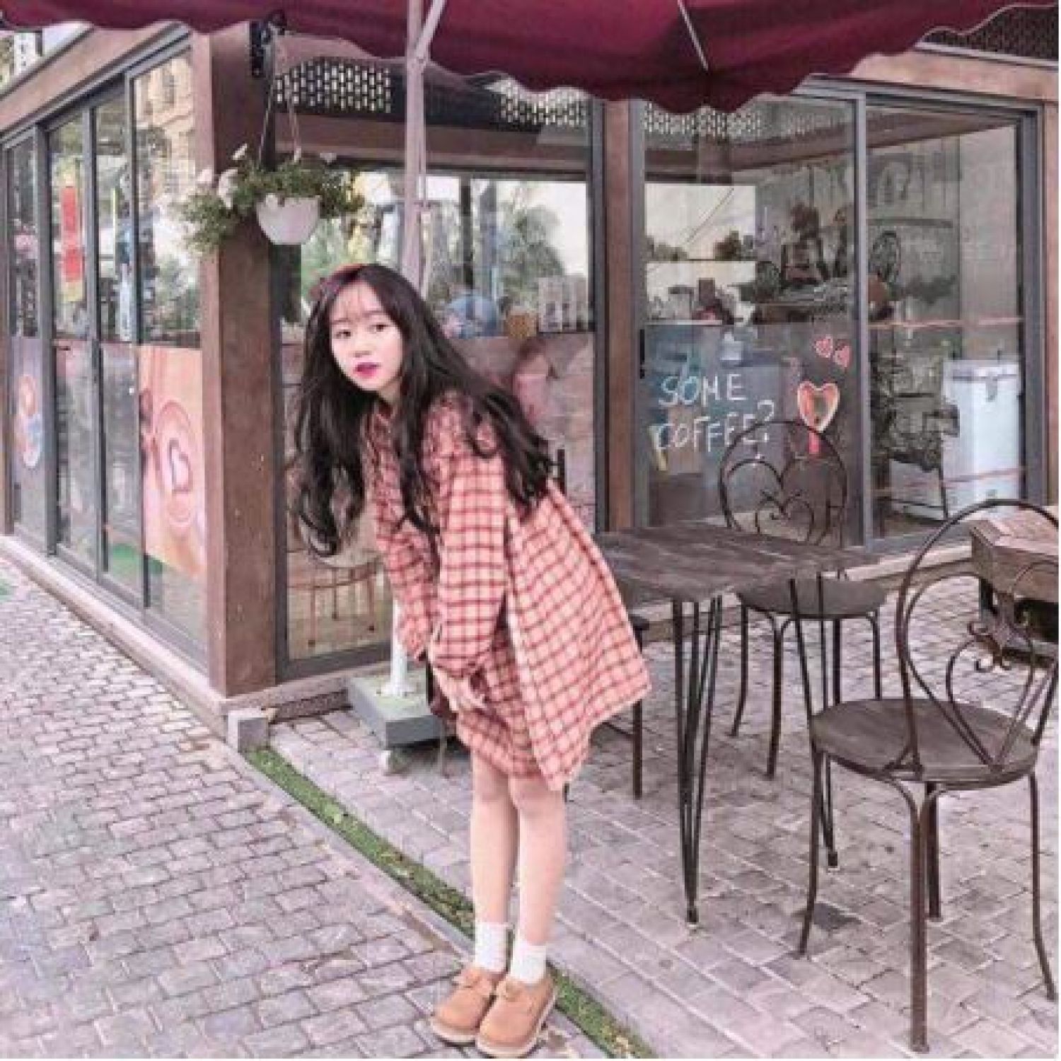 Đầm sơ mi cổ đứng caro