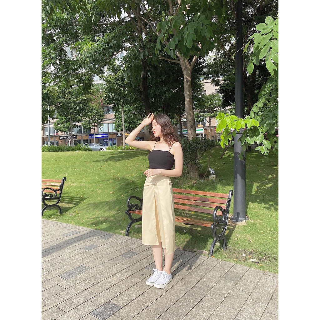 Chân Váy Dài Xoắn Nơ Đen,Be (S/M/L)
