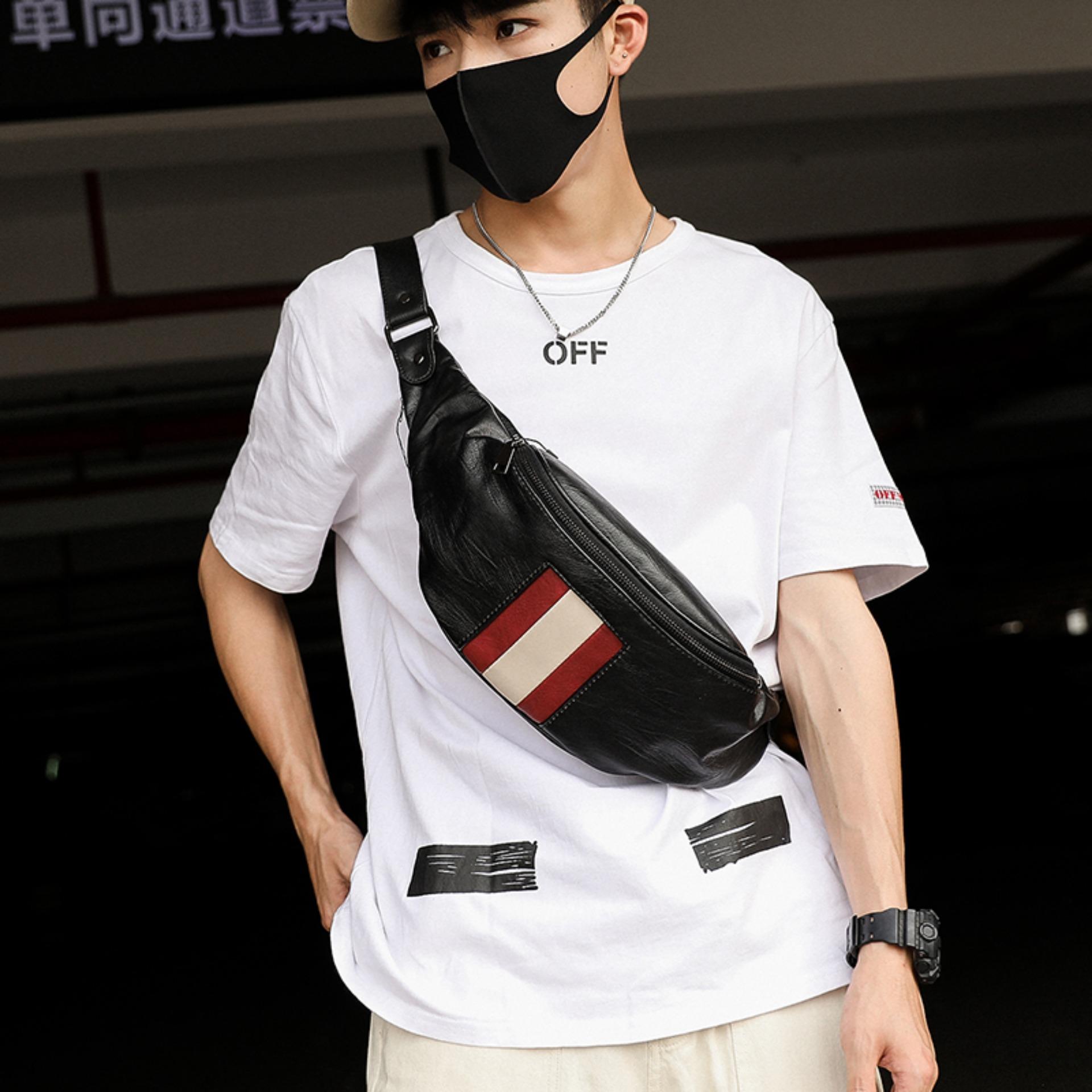 [Hot sale] bag tripe male Plaid high quality leather material