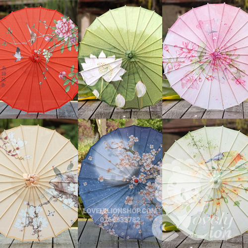 (có sẵn)Ô dù lụa phong cách cổ trang