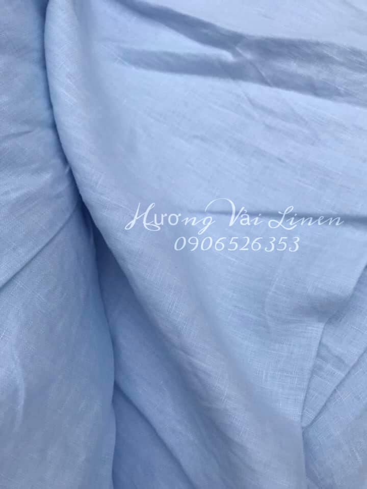 Vải linen tưng premium sky blue đã wash cn