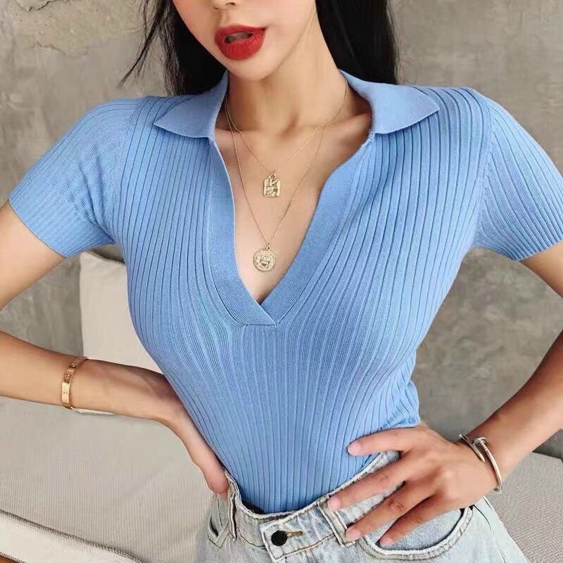 Áo len mỏng cổ V cực hot