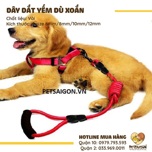 DÂY DẮT YẾM DÙ XOẮN CHO THÚ CƯNG