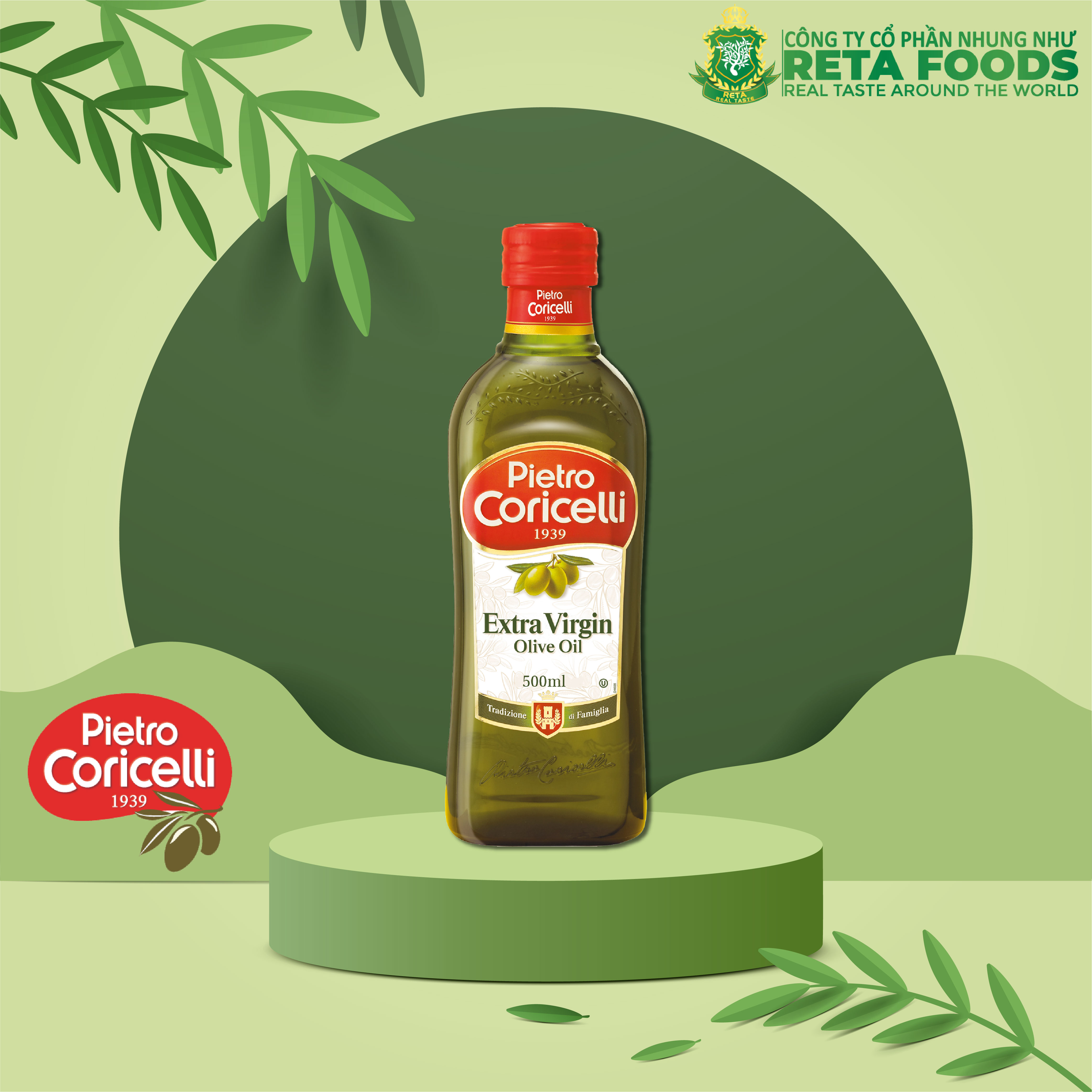 Dầu Oliu Cao Cấp Pietro Coricelli Extra Virgin Olive Oil 500ml