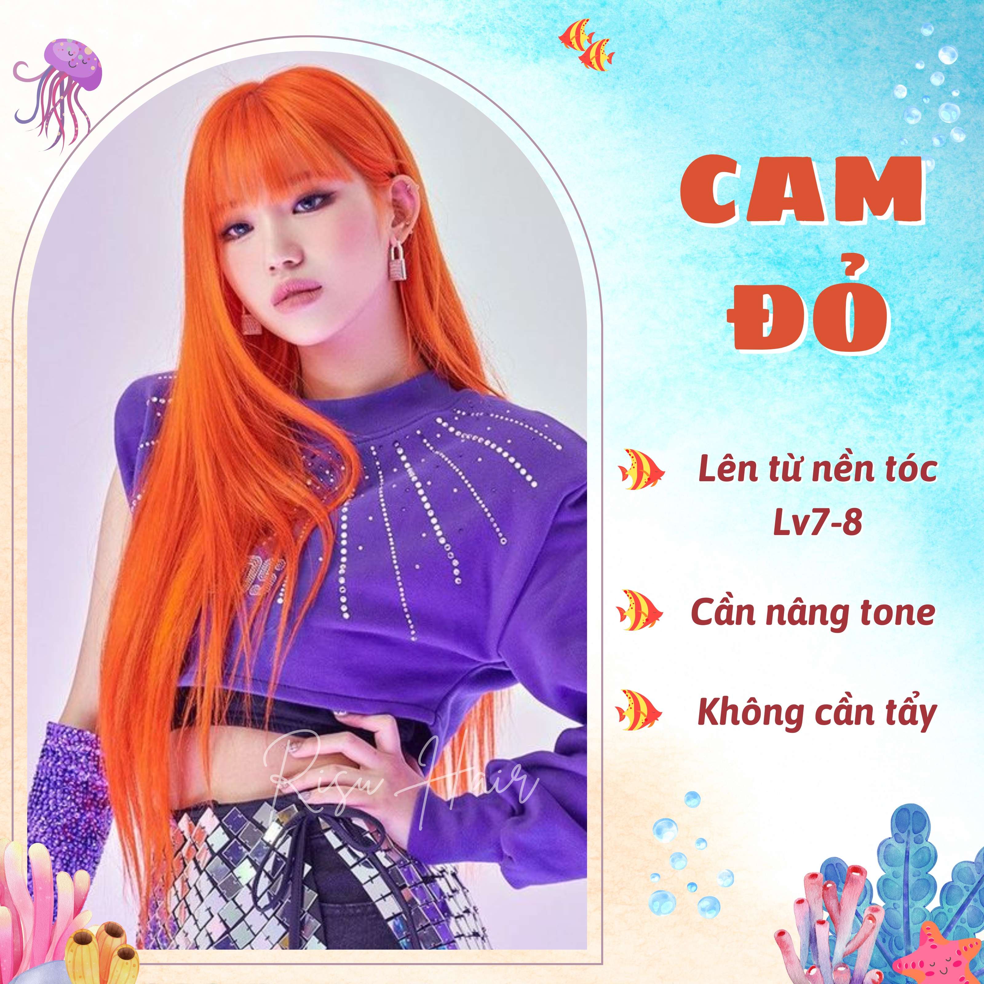 Thuốc Nhuộm Tóc Màu Cam Đỏ - Risu Hair.