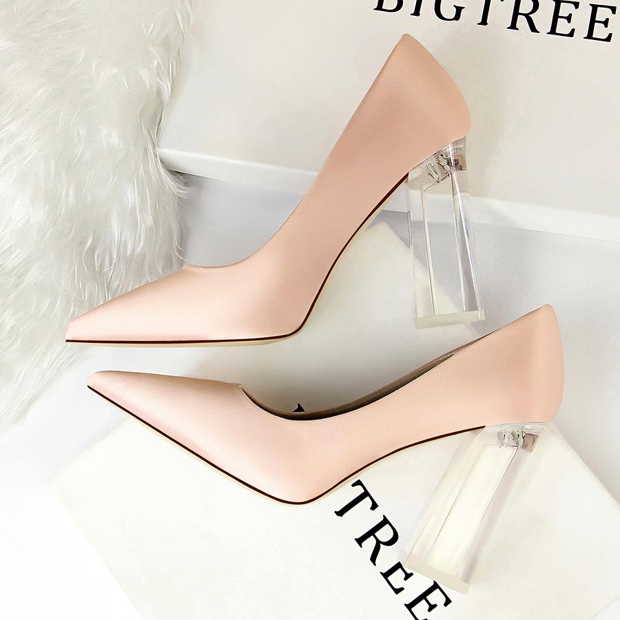2993-1 high heels Bigtree Đế square transparent