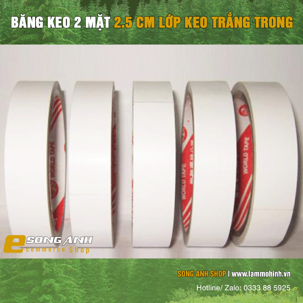 Băng keo 2 mặt nhiều size 2.5F - 5F ( 1 hộp 2 cuộn )
