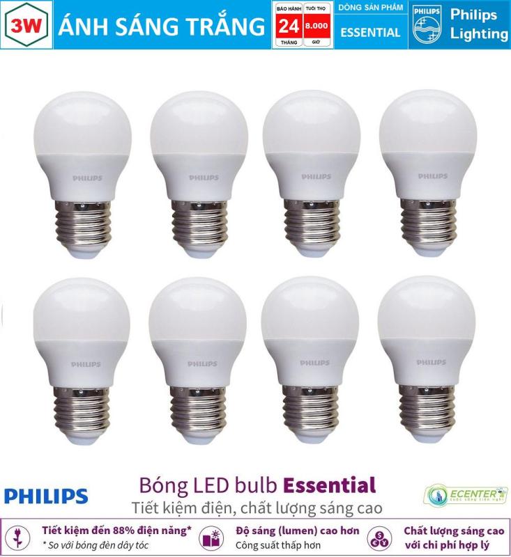 ( Bộ 8 ) Bóng LED Bulb Philips Essential 3W E27 P45 ( Ánh sáng vàng & trắng)