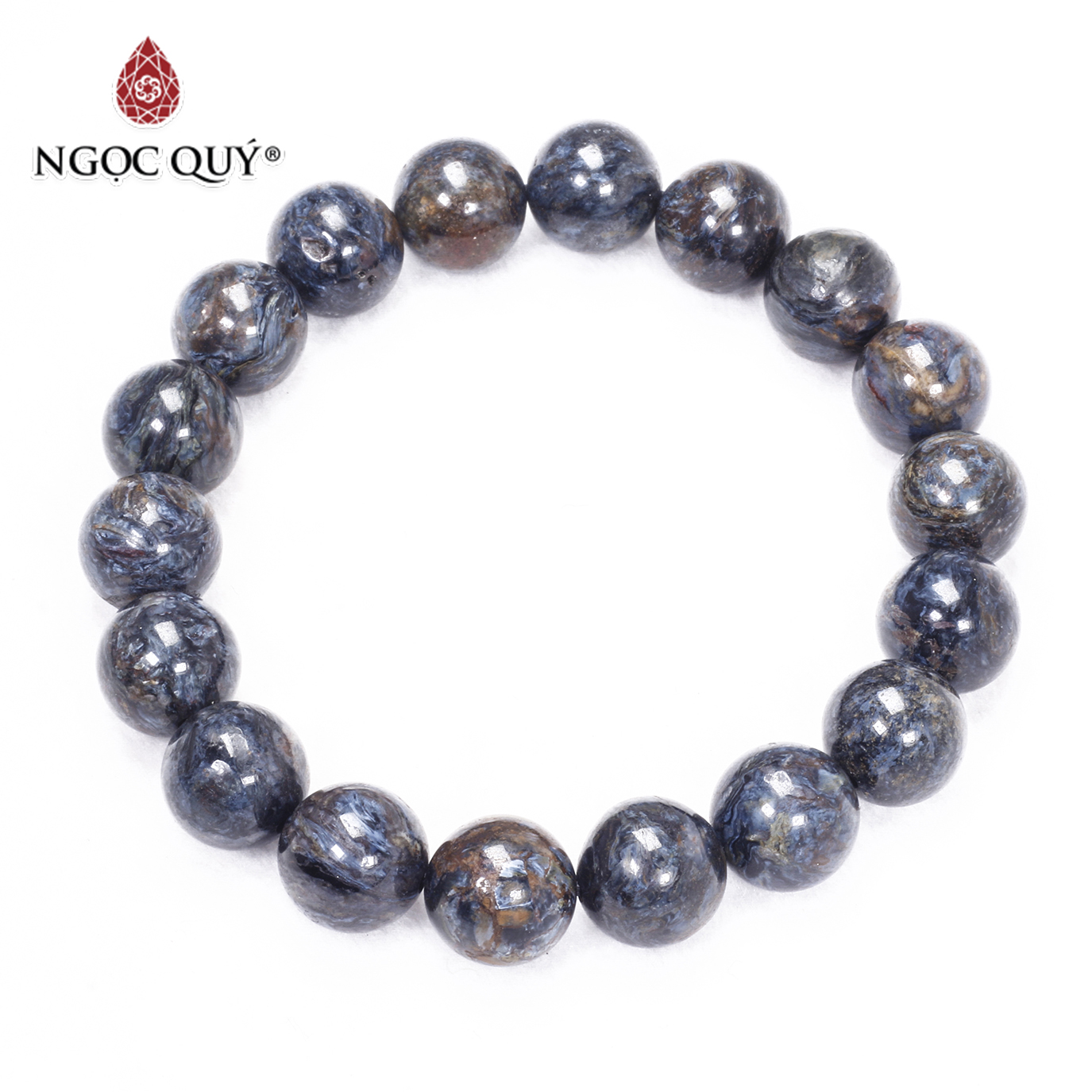 Vòng tay trơn đá giông bão mệnh thủy mộc - Ngọc Qúy Gemstones