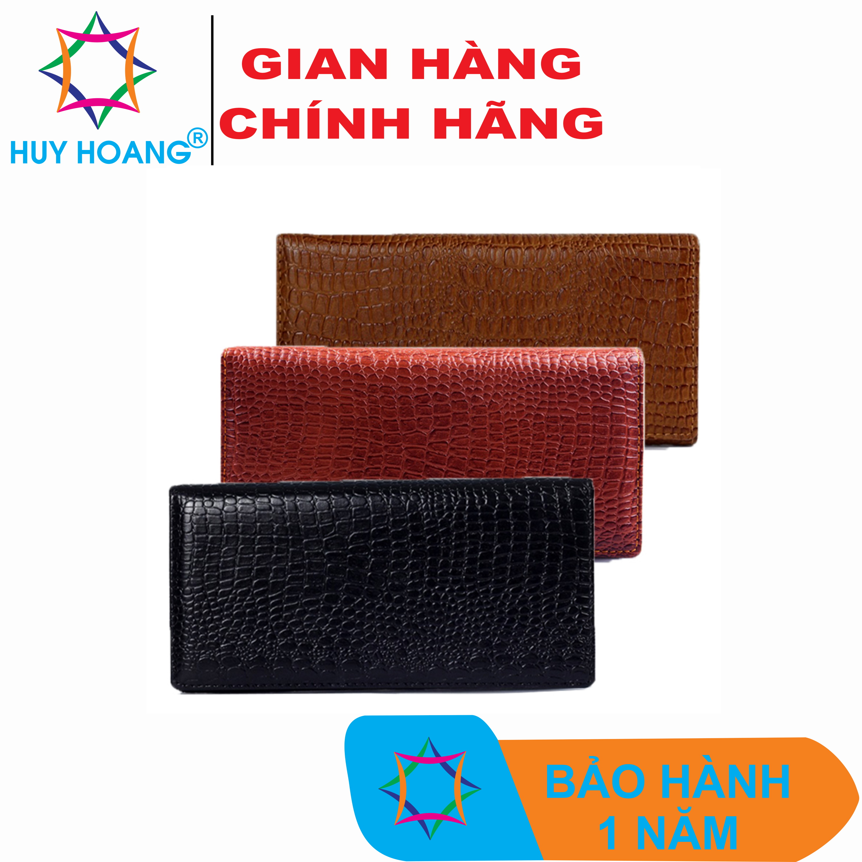 Ví nữ da bò vân cá sấu nhỏ 3 gấp nhiều màu HK3105-06-07