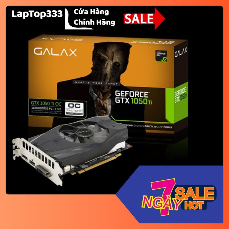 Bảng giá Card màn hình GALAX GeForce GTX 1050Ti 4GB GDDR5 EXOC (GTX-1050Ti-EXOC), sản phẩm đa dạng, chất lượng cao, cam kết hàng như hình, vui lòng inbox để shop tư vấn thêm Phong Vũ