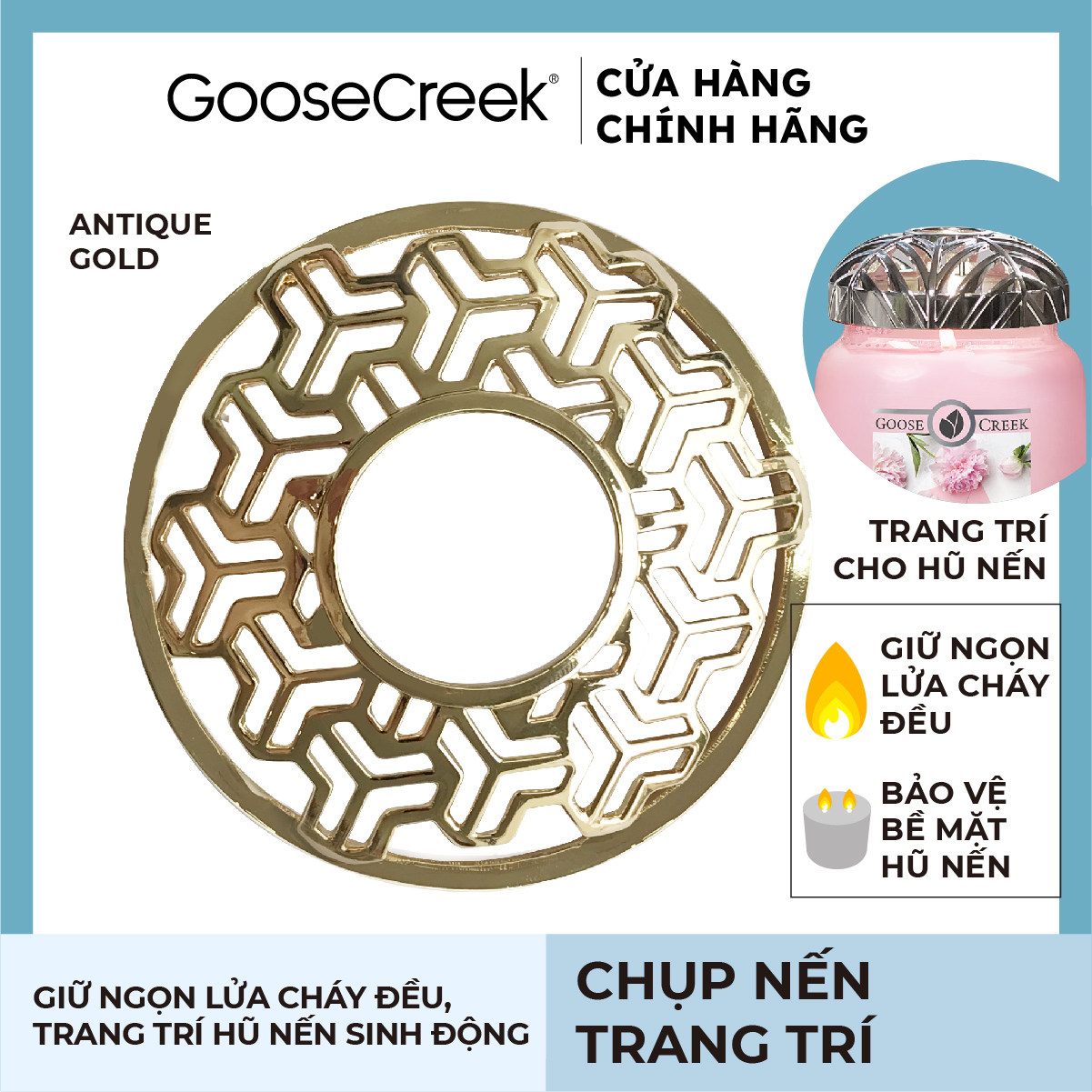 Chụp nến trang trí - Antique Gold