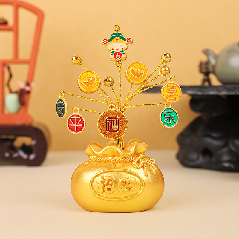 Mô hình Rồng sừng vàng mừng Tết Giáp Thìn 2024, trang trí bàn học, bàn làm việc, tủ sách, taplo ô tô