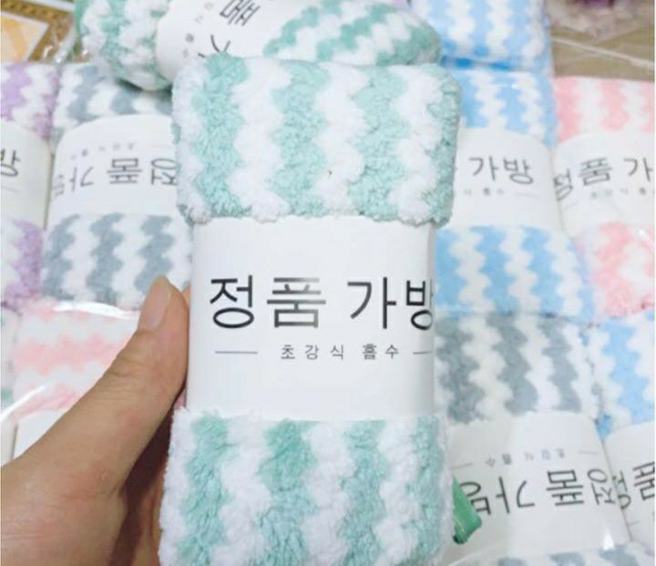 [HCM]Khăn Mặt Lông Cừu Xuất HÀN Vân Kẻ Sọc