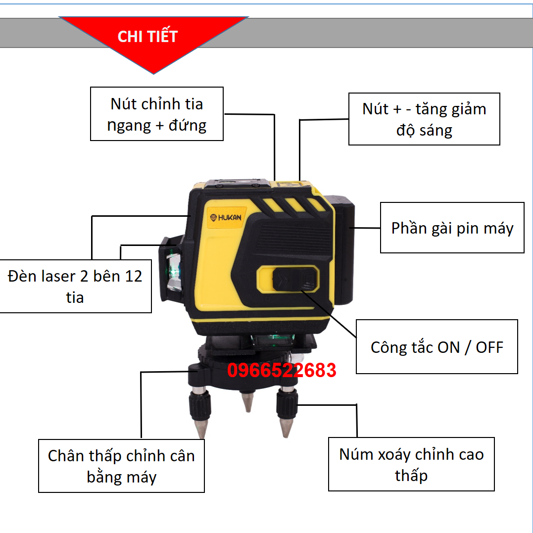Máy cân bằng laser - Hukan 12 tia