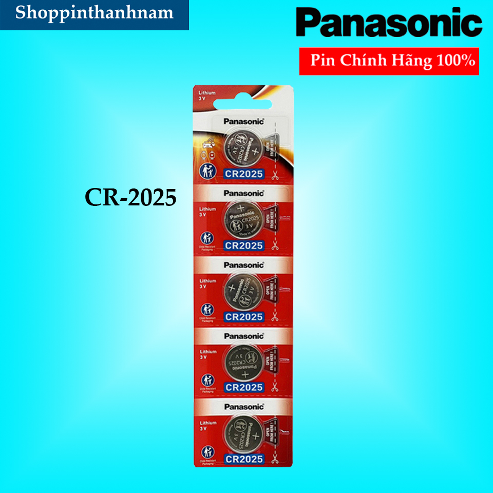 Pin CR2025 Panasonic lithium 3V vỉ 5 viên chính hãng