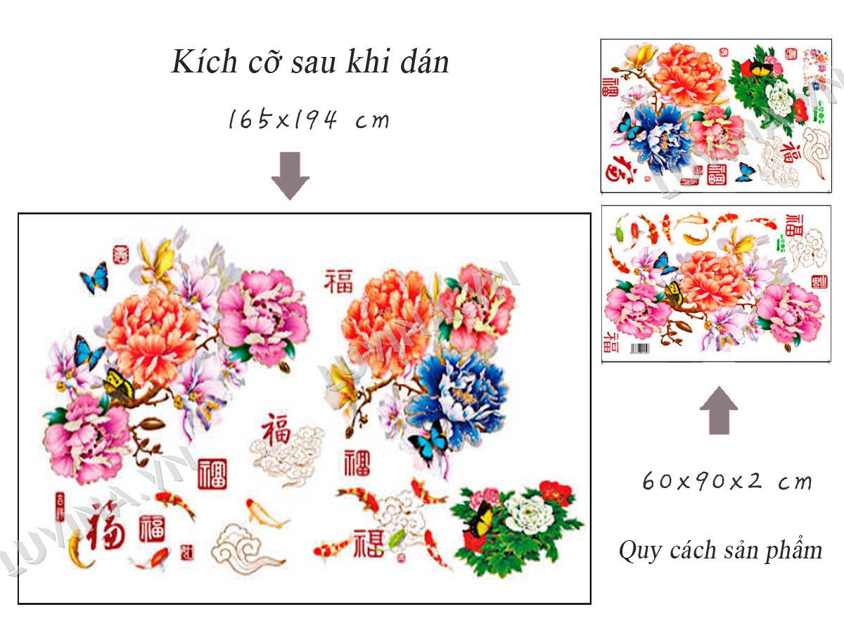 DECAL DÁN TƯỜNG TẾT MẪU ĐƠN SẮC MÀU